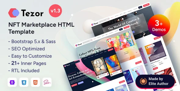Tezor – NFT Marketplace Bootstrap 5 Template