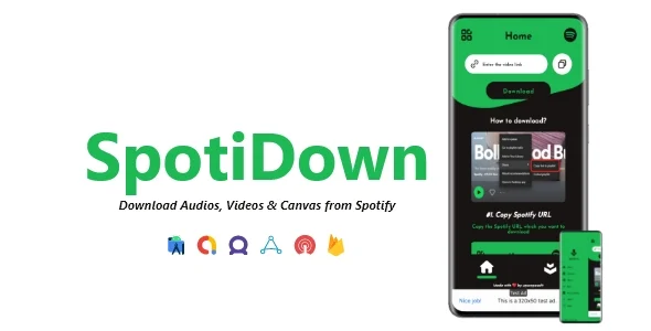 SpotiDown – Spotify Audios, Videos, Canvas Downloader | ADMOB, FAN, APPLOVIN, FIREBASE, ONESIGNAL