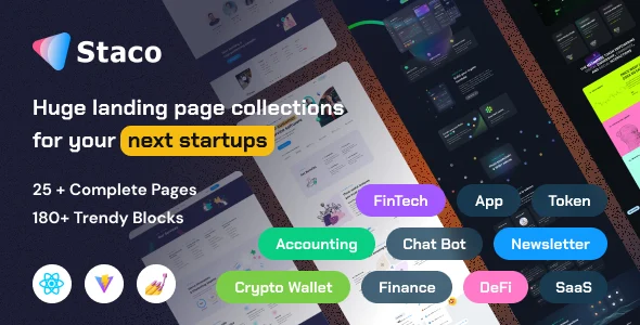 Staco – SaaS Startup Business React Landing Page Template