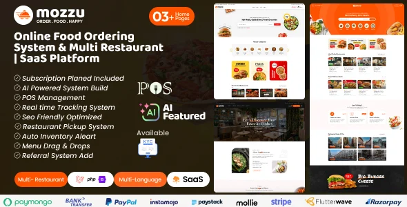 Mozzu – AI Based Online Food Ordering System & Multi-Restaurant with SaaS