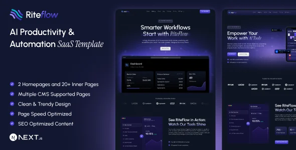Riteflow – SaaS & AI Startup Next.js Template