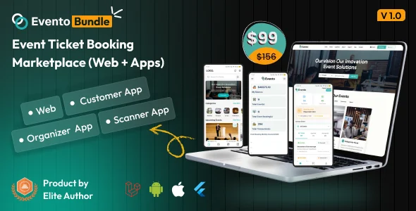 Evento Bundle – Event Ticket Booking Marketplace (Multivendor) – Laravel Web + Flutter Mobile Apps